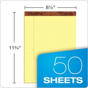 TOPS The Legal Pad, 8.5" x 11.75", Wide Ruled, Yellow Paper, 50 Sheets per Pad, 12-Pack
