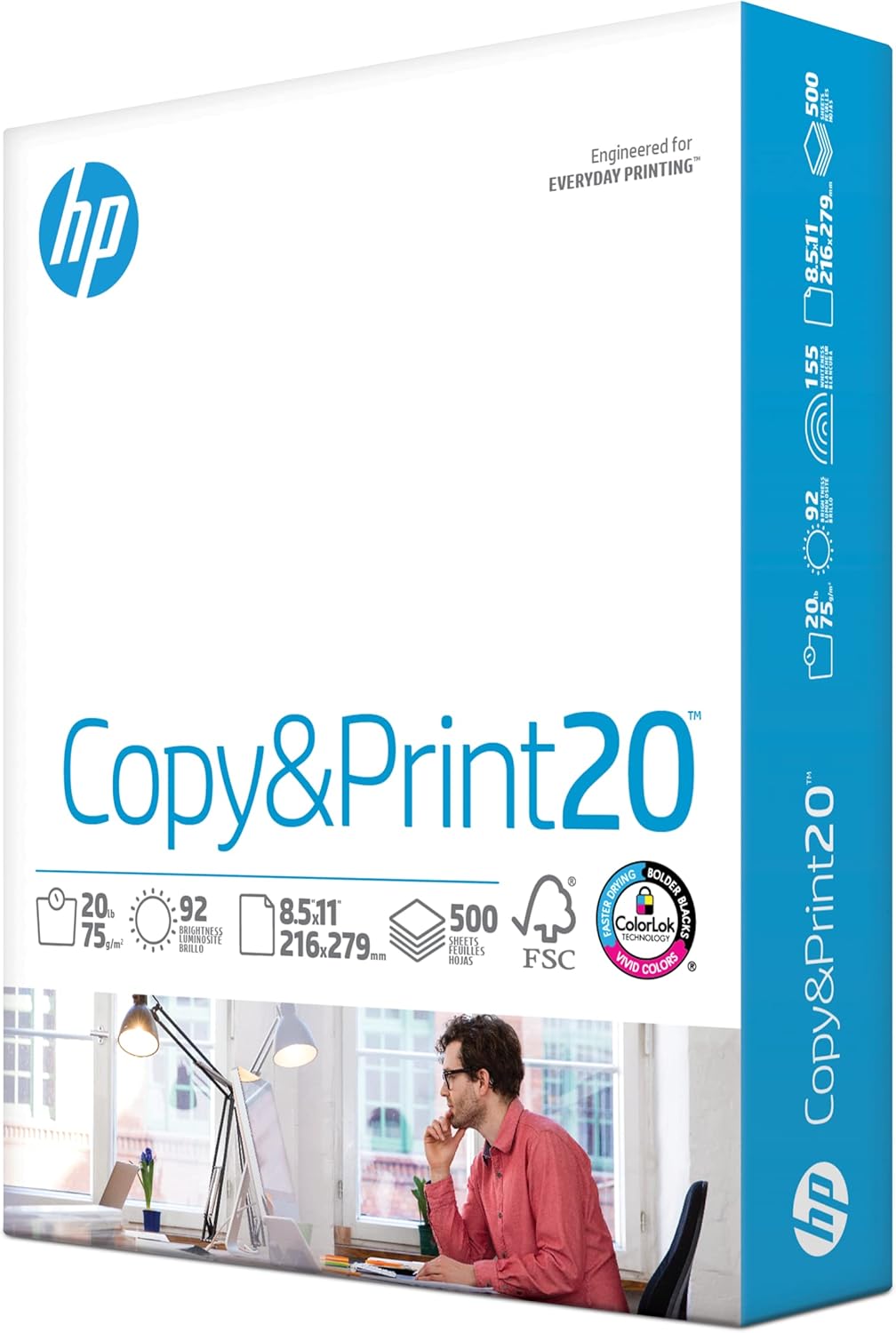 HP Copy & Print Paper – 8.5" x 11", 20 lb, 500 Sheets, 92 Bright – Made in USA, FSC Certified